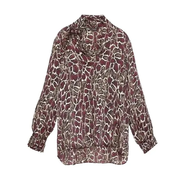 ZARA WMN'S Animal Print‎ Shirt Flowy V-neck Top Blouse S NWOT - Image 7