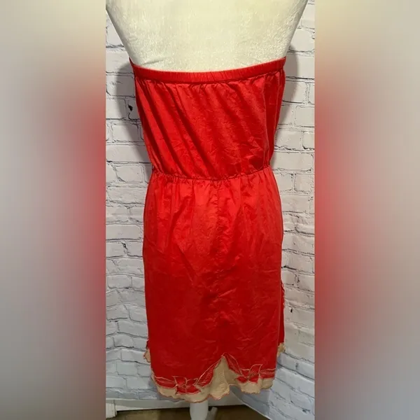 Heritage 1981 coral cotton strapless dress size large - Image 4