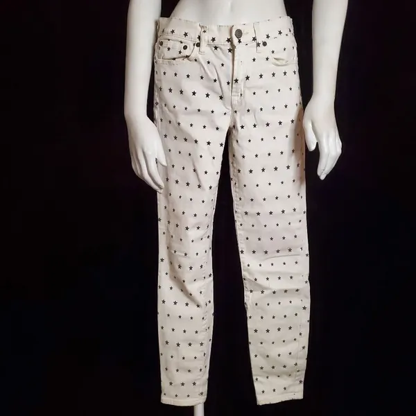 J. Crew Toothpick White & Blue Star Jeans (27) - Image 4
