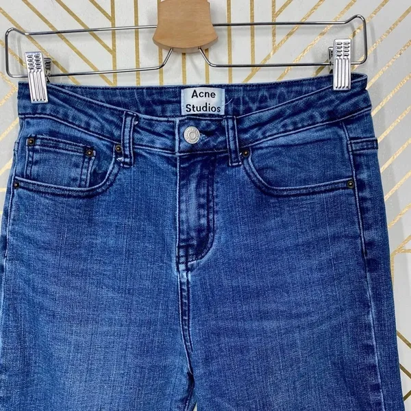 Acne Studios Jeans Skinny Straight High Rise‎ Medium Wash Denim Blue Size 28 - Image 2