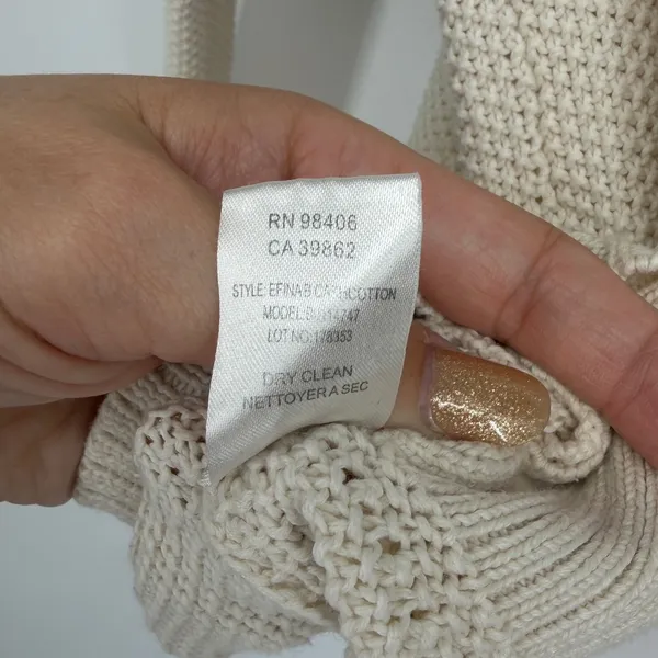 Theory Cream Cotton‎ Cashmere Knit Sweater Womens M Hi Low Hem - Image 6