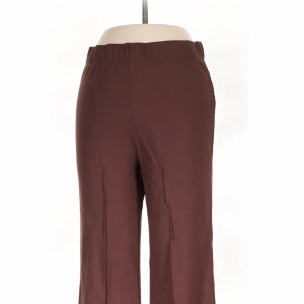 Le Bop Brown Flare Pants High Waisted Seam Detail Small Minimalist Fall - Image 3
