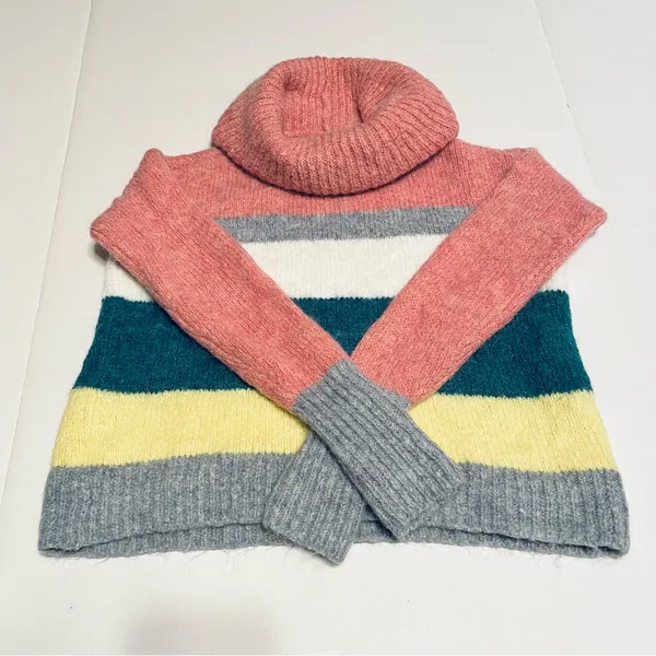Lou & Grey LOFT Womens XS‎ Multicolor Striped Turtleneck Sweater Alpaca Wool - Image 11