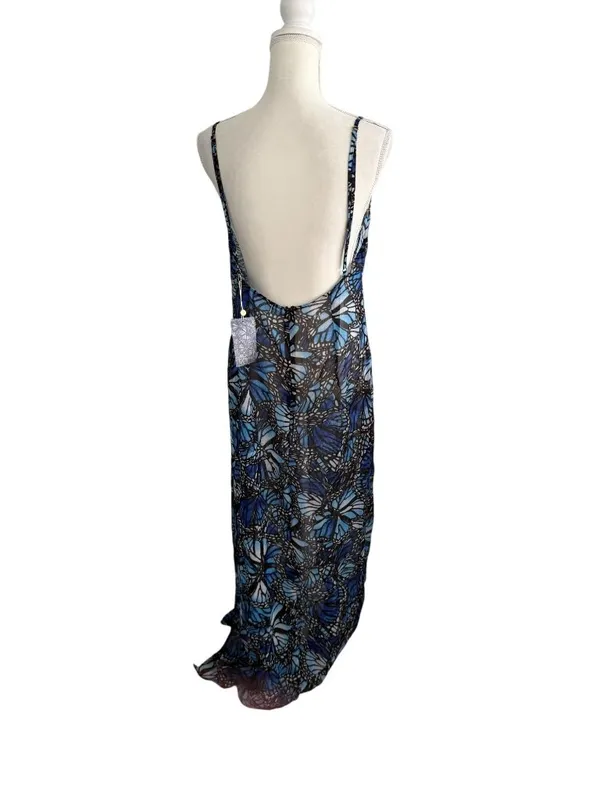 TOLUCA Butterfly Blue Sheer Maxi Gown Dress Size L NEW NWT - Image 12