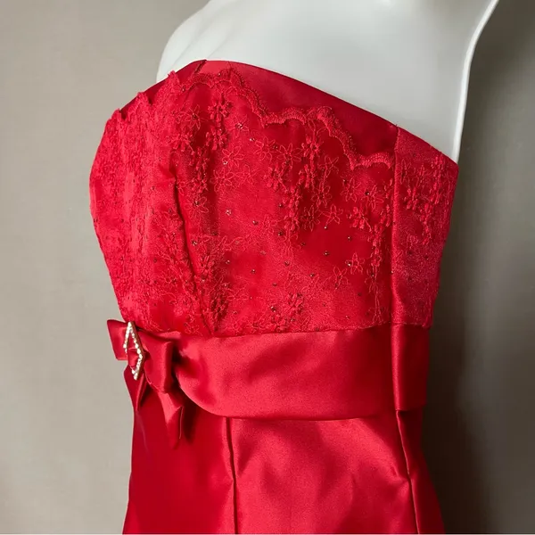 Vintage Jessica‎ McClintock for Gunne Sax Prom Dress Homecoming Strapless Red 3 - Image 7