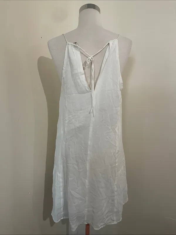Miss Me White Mini lined summer Dress with Rust Embroidered Front - Image 4