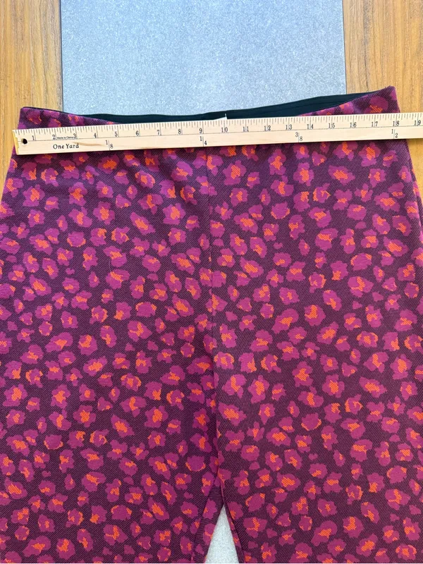 Anthropologie Porridge Flared Ponte Pull-On Pants Wine Burgundy Ditsy Floral XL - Image 5