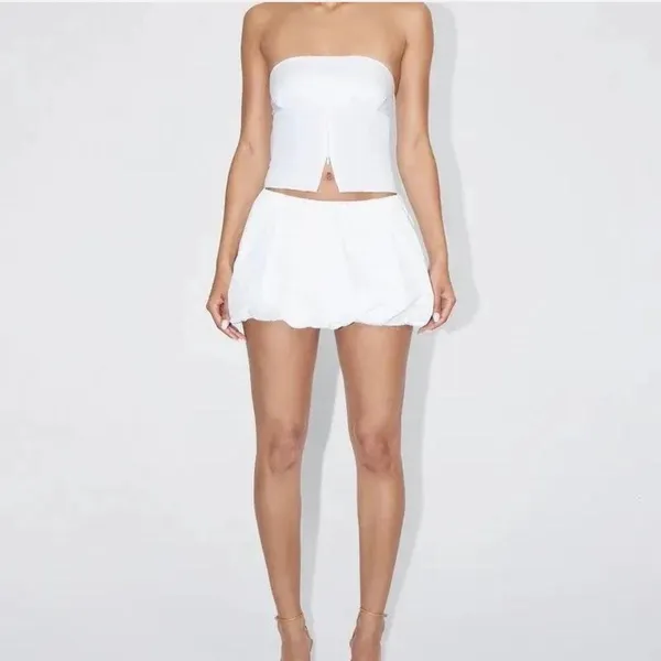 KHY POPLIN LOW RISE BUBBLE‎ MINI SKIRT Size XL Kylie Jenner Kardashians Trending - Image 3