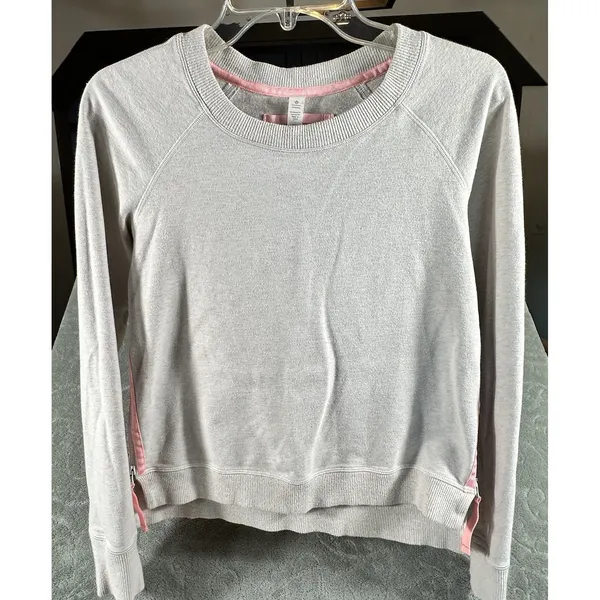 Lululemon Rejuvenate Pullover Sweatshirt Ivory Cream Pink Side Zip Top Women's 6 - Image 3