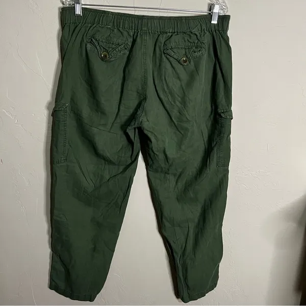 J.Crew‎ Army Green Linen Cotton Blend Utility Cargo Crop Pants - Image 7