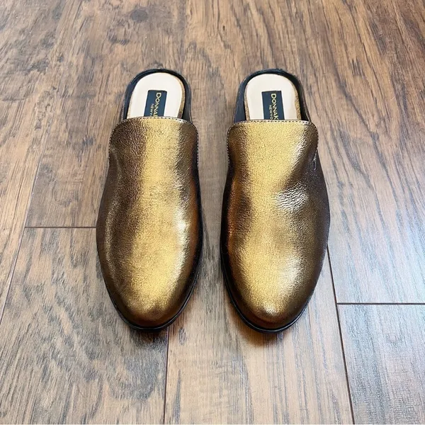 Donna Karan • Mott Mule leather backless loafer Bronze gold metallic slide - Image 5