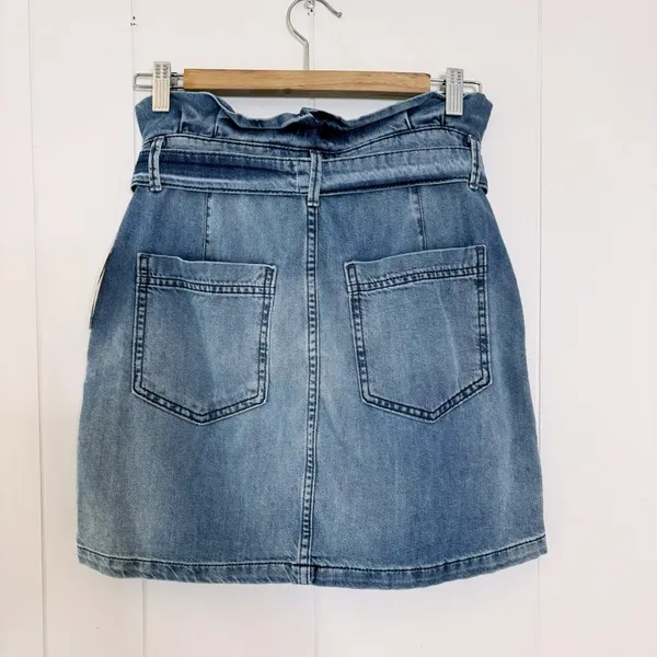 NWT Free People Splendor In The Grass Denim Paperbag Waist Skirt 4 - Image 3