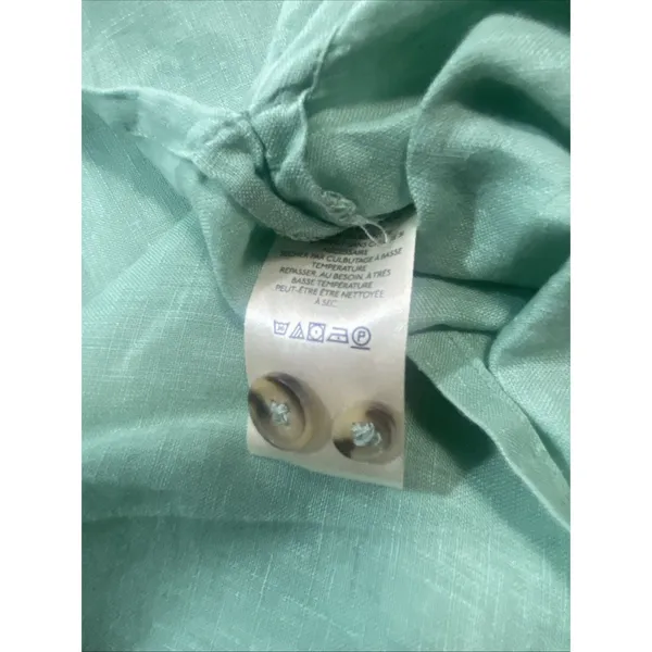 Pilcro Anthropologie Green Linen Blend Short Sleeve Button Up Cropped Shirt S - Image 12