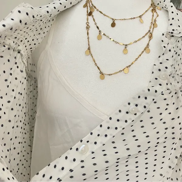 Anthropologie Long-Sleeve Smocked Tiered Polka Dot Maxi Dress Size Small New - Image 6