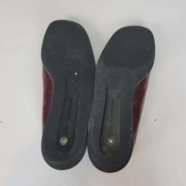 Enzo Angiolini Womens Shoes Size 7 Burgandy Leather Slip On Flat Loafers - Image 9