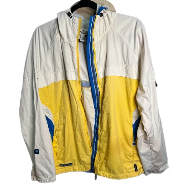 Columbia Lightweight Yellow White Blue Jacket SIZE LARGE‎ - Image 3