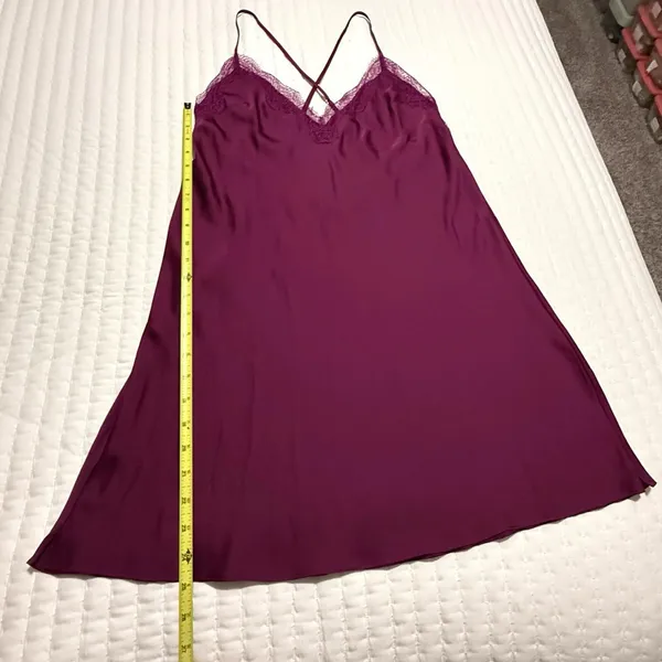 Victoria’s Secret Purple Lingerie Chemise Slip Nightie L Large Lace Trim - Image 2