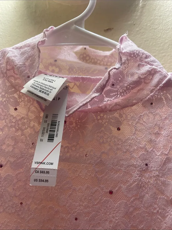 PINK Victoria's Secret Wink Pink Lace Long-Sleeve Bodysuit - Image 5