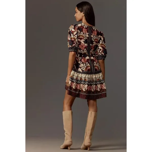 NWOT Farm Rio Ainika Chill Mini Dress Floral Womens Sz XXS Puff sleeves ruffle - Image 2