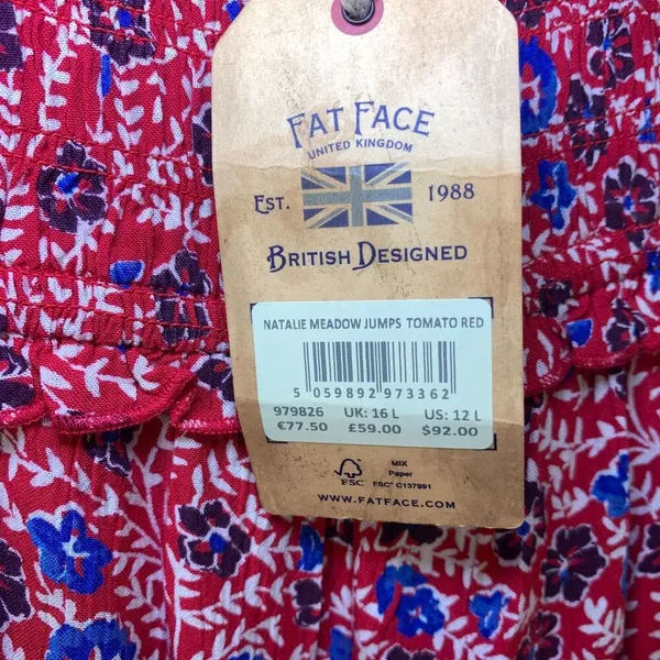 Fat Face Red Natalie Meadow Floral Milkmaid Cottagecore Wide Leg Jumpsuit Sz 12 - Image 8