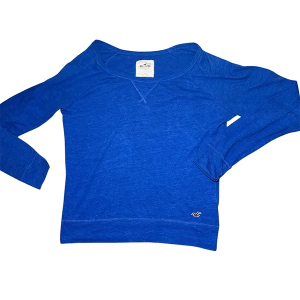 Hollister Blue Long Sleeve Top Womens Small Scoop Neck Raglan Casual Shirt‎ - Image 2