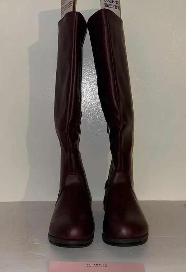 Journee Collection faux leather zip up Burgundy Boots size 7 Women’s W/O box 🆕 - Image 12