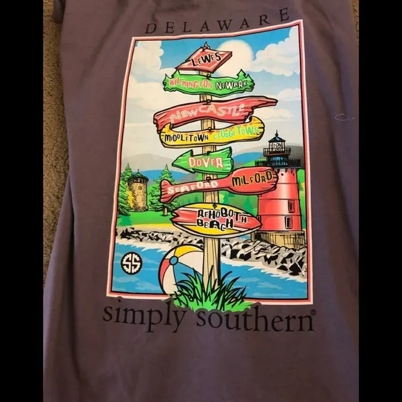Simply Southern Delaware LS Crewneck Tee Plum M Graphics Long Sleeve Crewneck - Image 2