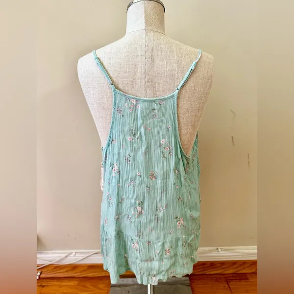 Pink Republic Floral Mint Green Women's Sleeveless Tank Top Adjustable Strap XL - Image 2