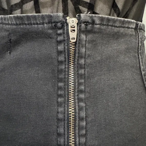 Free People Black Highlands Washed Denim A‎ Line Mini Skirt Distressed Raw Hem 0 - Image 7