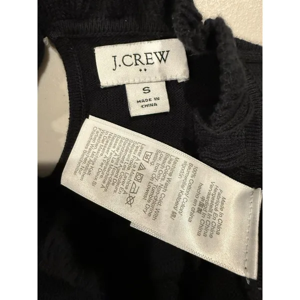 J Crew Sweater Womens Small Black 100% Cotton Lightweight Basic Layer Travel - Image 3