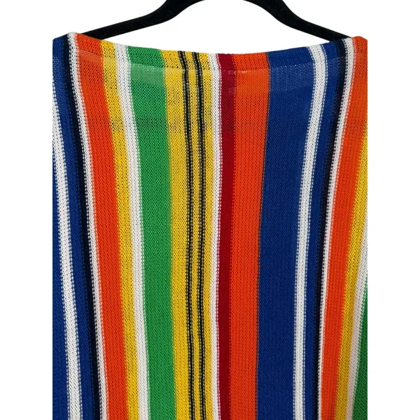 Lauren Ralph Lauren Womens Rainbow Stripe Linen Cotton Poncho Sweater Size‎ S/M - Image 6