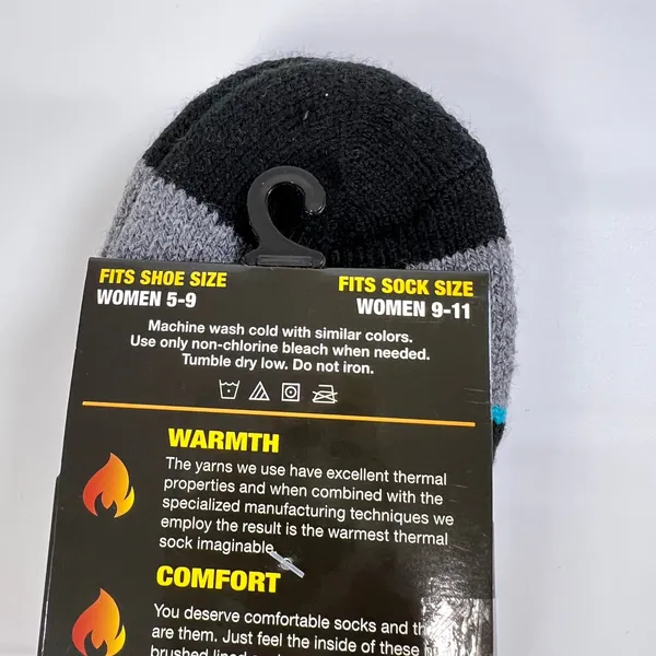 Escape Heat Insulated Thermal Socks Women 9 11 Gray Black Aqua‎ Stripe Cozy Warm - Image 9