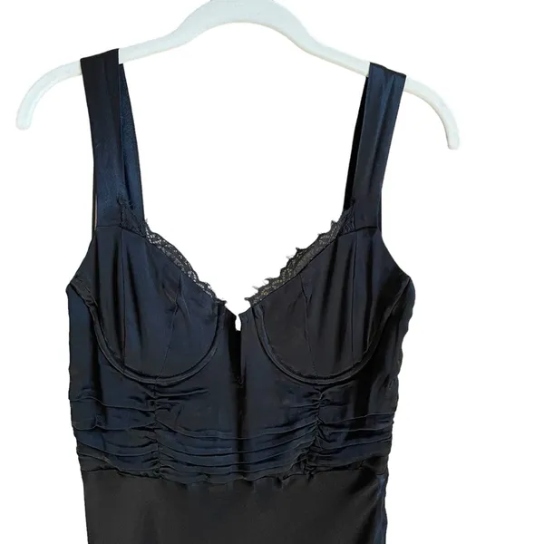 Astr Aeris Satin Lace Trim Maxi Dress Black Size Small Bustier Corset Whimsigoth - Image 5