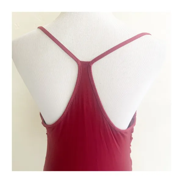 Anthropologie Tank Top Women's Medium Maroon Ruched Racerback Romantic Party - Image 7