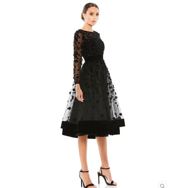 Mac Duggal Embellished Illusion Fit & Flare Dress 67007 Black - Image 5