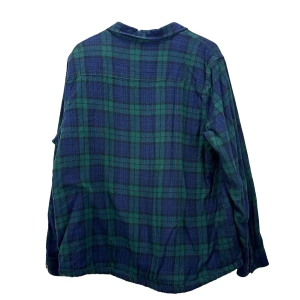 LL Bean Black Watch Scotch Plaid Sherpa Lined Shacket Flannel Jacket Pockets XL - Image 7