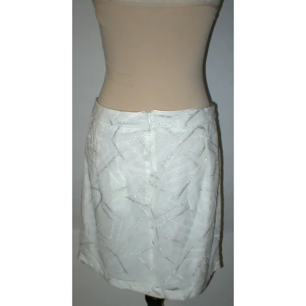New NWT Womens Piperlime Collection White Silver Sequins Skirt S Small Party - Image 4