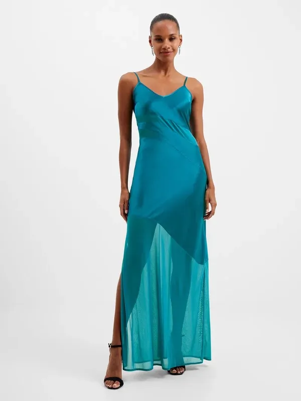 Silky Teal Slip Dress - Spaghetti Strap Maxi French connection - Image 3