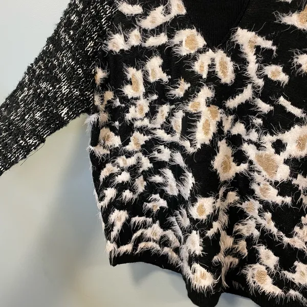 Miss me sweater! Miss me animal print eyelash sweater oversized XS - Image 3