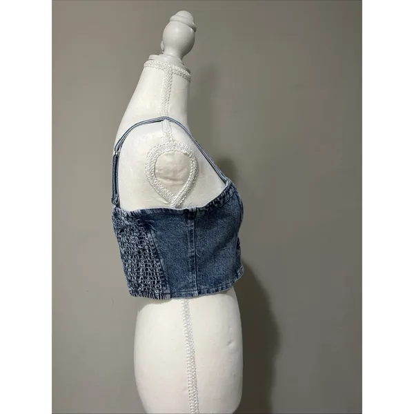 Social Tourist Abercrombie Denim Lace Up Cropped Corset Top Sz M Women’s - Image 8