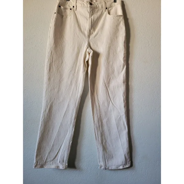 Abercrombie & Fitch The 90’s Straight Ultra High Rise Women's Jeans Sz 32 Cream - Image 9
