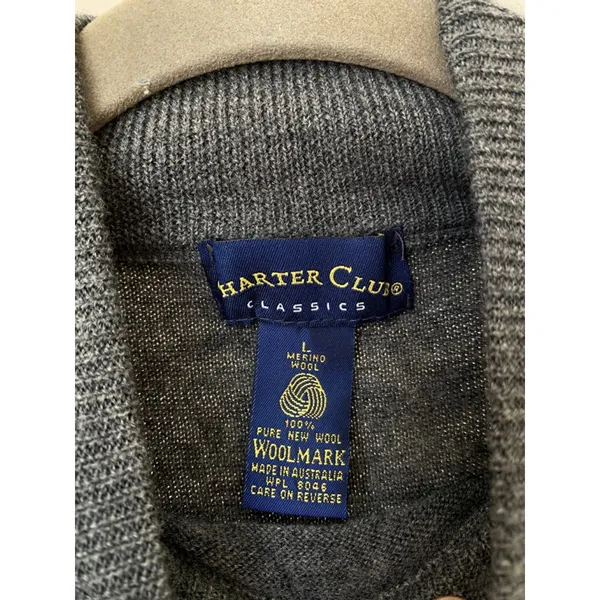 Charter Club Merino Wool Turtleneck Sweater Gray Knit Quiet Luxury Parisian Cozy - Image 4