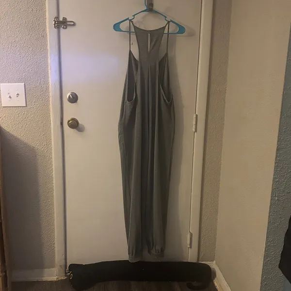 Grey Women's Relaxed Racerback Jumpsuit with Pockets XL Boho Cozy Loungewear Emo - Image 2