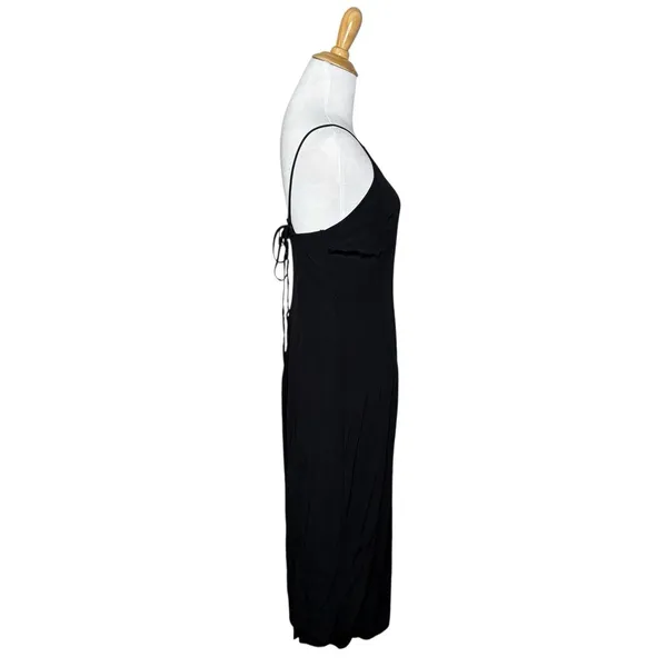 Zara Black Halter Spaghetti Strap Midi Dress Side Split Pull Over Size Medium - Image 8