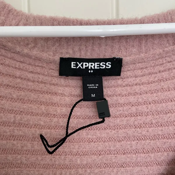 EUC Express women’s blush pink‎ ribbed knit wrap crossover sweater top medium - Image 4