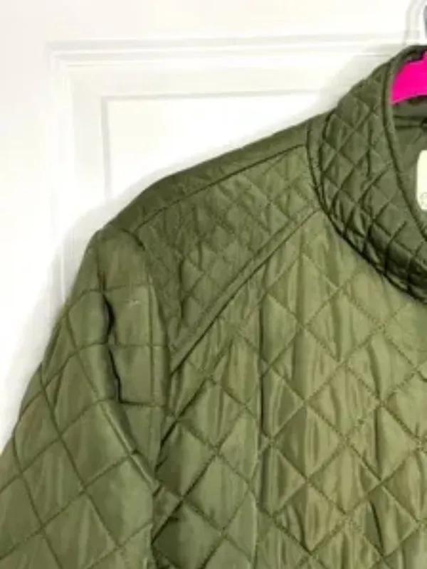 Vintage Faded Glory Olive Green Quilted Jacket, Women's 2X Full Zip Utility Coat - Image 7