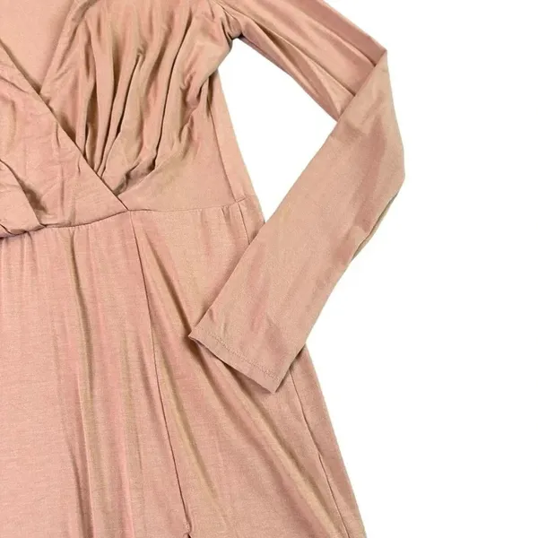 NBD Katia Mini Dress Long Sleeve Camel Jersey Stretch Low Cut Size Small Women's - Image 5