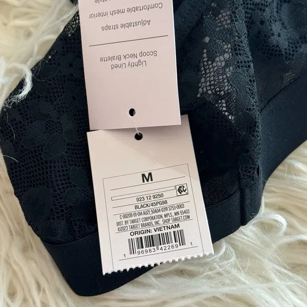 Auden Lace Lightly Lined Scoop Neck Bralette Black Size Medium - Image 10