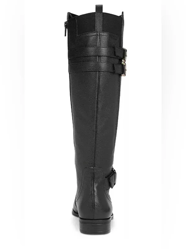 Naturalizer Black Leather Knee High Buckle Boot Size 8.5W Wide Calf - Image 4