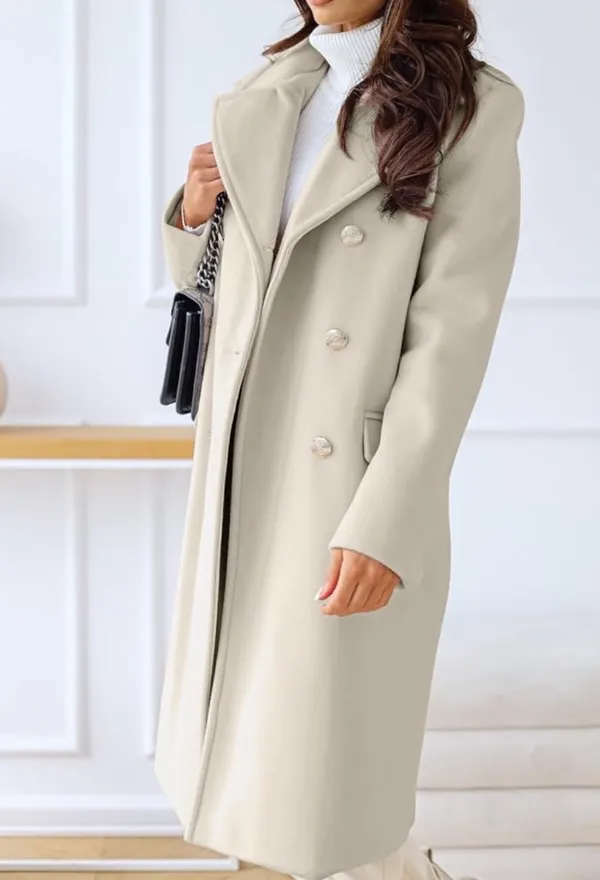 Amazon Women's Winter Lapel Double Breasted Long Wool Pea Coat Overcoat - Image 4